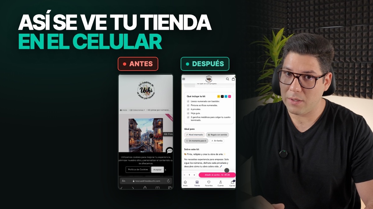 Antes y después del rediseño de una tienda online