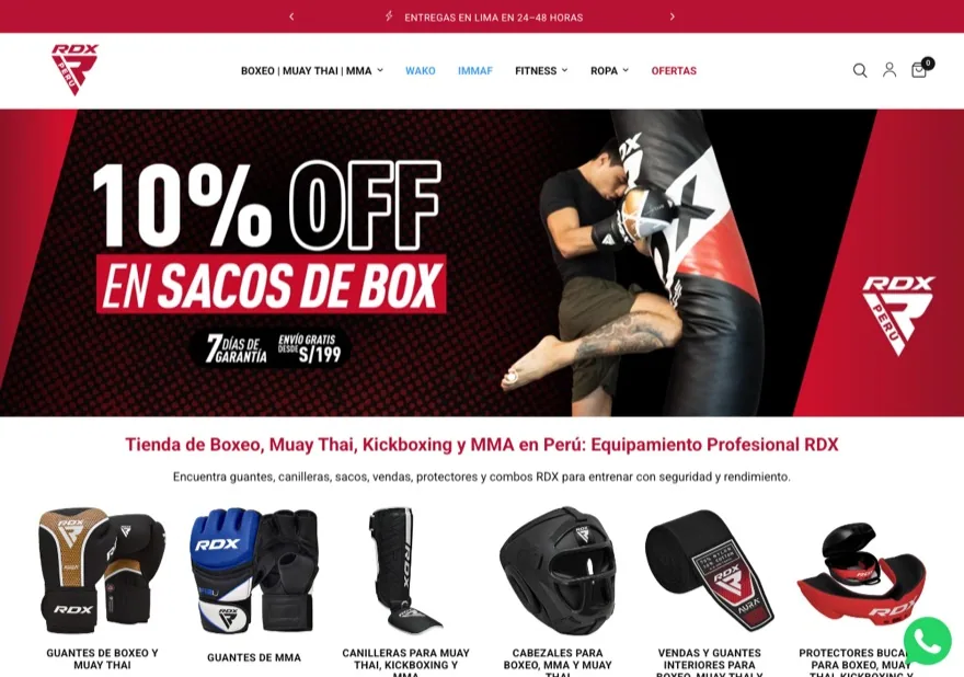 Vista previa de la tienda RDX Sports Perú